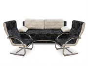 Stylowy komplet wypoczynkowy: Kanapa rozkładana + 2 fotele | Funkcja spania