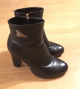 botki KARI 38 eko skóra czarne zimowe NOWE FLEKI