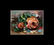 Kowalik - Róża - 24x18cm Obraz Olejny Bukiet Kwiaty  róża