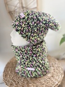 Kolorowy szydełkowy komplet czapka i komin handmade rękodzieło