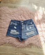 Świetne jeansowe krótkie spodenki szorty dwukolorowe Cropp 38 bawełna