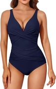 Damski jednoczęściowy strój kąpielowy z głębokim dekoltem kształt litery V