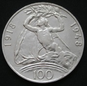 Czechosłowacja 100 koron 1948 - srebro