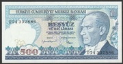 Turcja 500 lirasi 1970 - Mustafa Kemal - stan bankowy UNC
