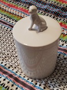 Pojemnik słoik ceramiczny biały  z psem 1800 ml na smaczki,  do żywności