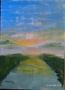 Zachód słońca nad przełomem rzeki 