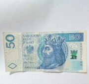 Polska Banknot 50 zł seria BM 2017 RADAR !