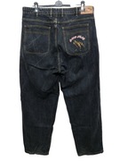 Spodnie jeansowe szerokie baggy streetwear postarzane Cash Only L