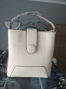 Torebka kremowa ze złotymi wstawkami na ramię