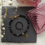 Bransoletka i pierścionek z naturalnych kamieni- czarny turmalin 