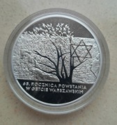 20 zł 65. rocznica Powstania w Getcie Warszawskim – SREBRO Ag925 