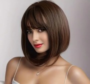 Peruka damska włosy ciemny brąz krótkie bob proste Wysyłka PL