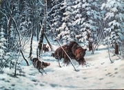 Olej obraz polowanie na Niedźwiedzia 
