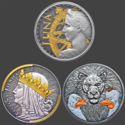 Srebrna moneta 1 Oz uncja Luna Jadwiga Folwark trzy uncje Zestaw rarytas