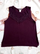 Wiśniowa fioletowa elegancka koronkowa bluzka top H&M 36