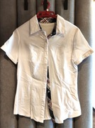 Biała bluzka z krótkim rękawkiem w kratkę r 36 / S