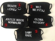 Maska Maseczka BAWEŁNA z Napisem Dwuwarstwowa