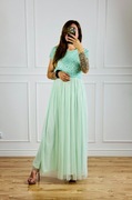 Sukienka Lace&Beads wesele ślub osiemnastka miętowa z cekinami r. M