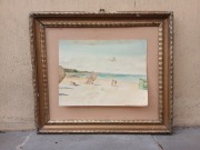 Stary obraz pejzaż polski morski 1947 Nieckowski ZPAP PRL