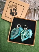 Duże kolczyki ze stali nierdzewnej i glinki polimerowej w kształcie liści 