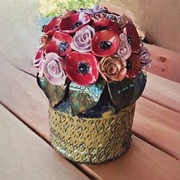 Flower box kwiaty ceramiczne w donicy Duży 