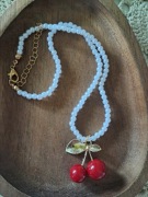 Naszyjnik perly perłowy wiśnia czereśnia owoc okazje wiosna