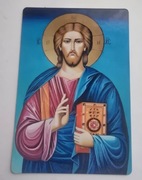 Magnes na lodówkę IKONA PRAWOSŁAWNA Jezus Chrystus Pantokrator z Biblią 28 