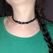 Choker pleciony z koralikami + woreczek z organzy