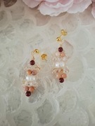 Kolczyki handmade z naturalnych kamieni karneol perły cytryn awenturyn