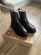 Nowe Czarne Skórzane Botki Big Star Rozmiar 37