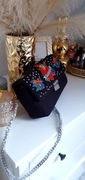 Torebka listonoszka Zara pikowana haftowana xxl chanelka black hafty