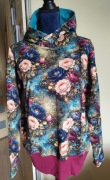 Bluza z kapturem unikat Damska Mandale w kwiatach wiosenna L 40 
