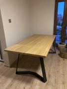 Stół Dąb Lity Drewniany 180 x 90 x 4 Prawdziwy Matowy Lakier Nogi Loft Nowy