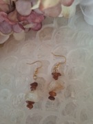 Kolczyki handmade ze srebronaturalnych kamieni bursztyn cytryn 