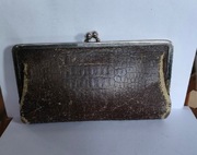 Stare skórzane etui na okulary skóra vintage PRL bigiel brązowe