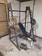 Siłownia, stojak, ławka, gryfy, 120kg, drążek