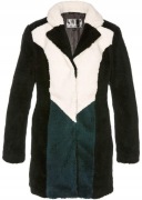 Stylowy damski PŁASZCZYK  trzykolorowe FUTERKO   50