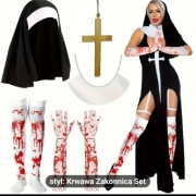 Zestaw 5-częściowy Kostium Halloween dla Zakonnicy 