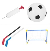 HIT! Zestaw piłka nożna, bramka piłkarska, kije hokejowe, krążki dla dzieci