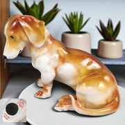 Jamnik siedzący duża figurka 20/15.5cm Steatyt Katowice lata 50te