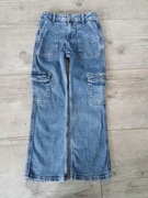 Spodnie dziewczęce jeans dżins cargo 128 z kieszeniami