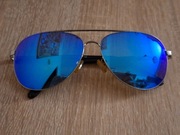 Okulary przeciwsłoneczne pilotki lustrzanki niebieskie soczewki