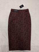 Nowa wiśniowa elegancka ołówkowa spódnica w cętki panterkę Next 34