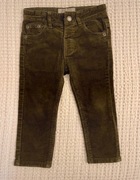 Zara zielone khaki sztruksowe spodnie jesień 86 chłopiec 86/92 12/18m