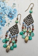 Artystyczne wiszące kolczyki boho wiosenne letnie wiosna lato modne vintage