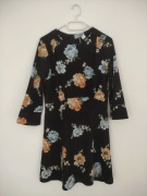 Czarna sukienka w kwiaty XS 34 mini H&M kwiecista krótka prosta z krepy