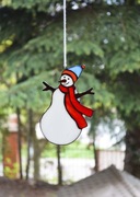 Witraż, dekoracja, bałwanek, zawieszka na okno