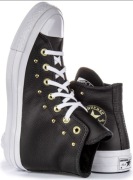 NOWE! Czarne Converse skórzane ze złotymi elementami rozm 38; 24,5 cm