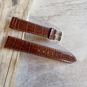 Pasek do zegarka 18mm skórzany gruby brązowy srebrna klamra