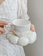 Filiżanka ze spodkiem porcelana bubble połysk biały zestaw
